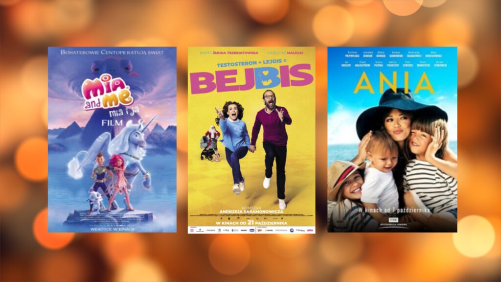 plakaty filmowe filmów „Mia i ja”, „Bejbis” i „Ania”