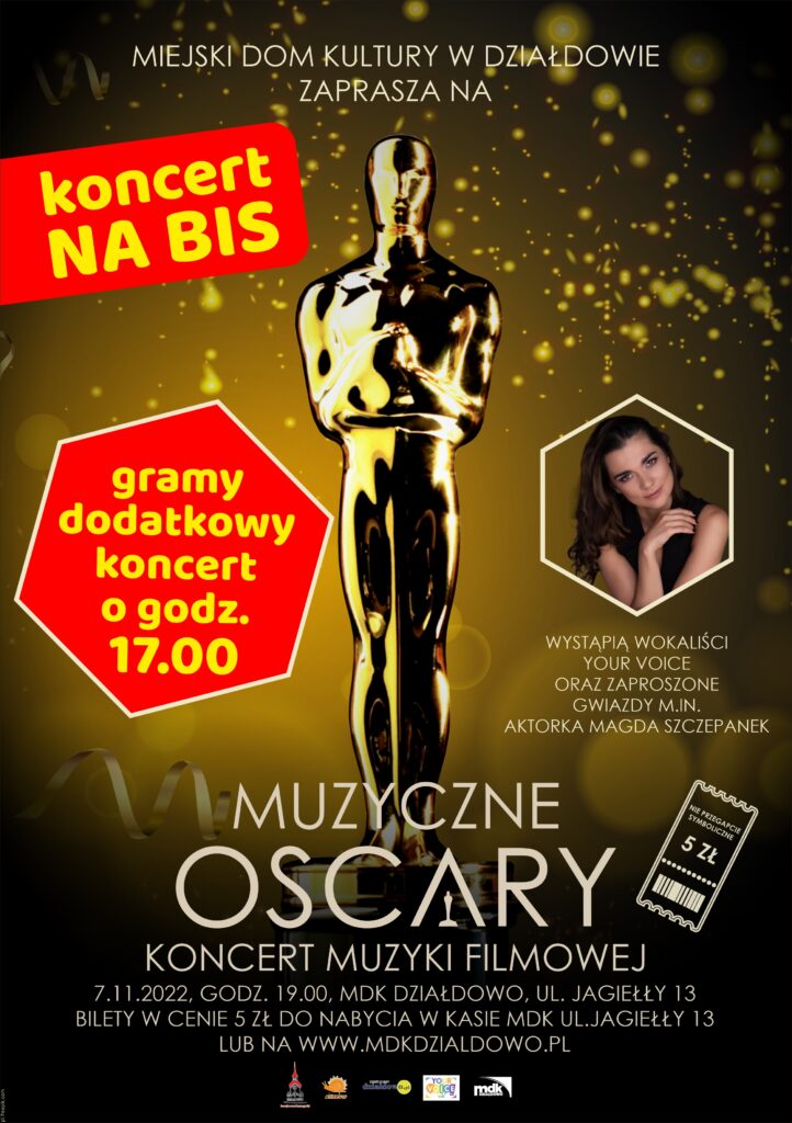 plakat zapraszający na „Muzyczne Oscary" - dwa koncerty na bis