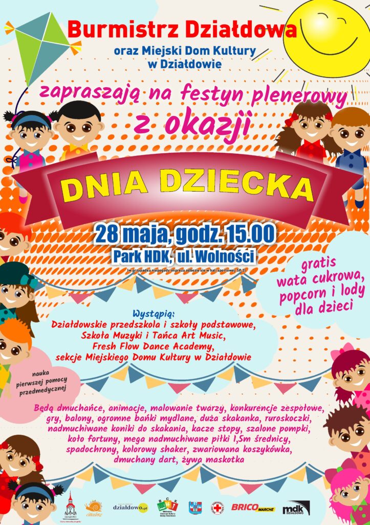 plakat promujący wydarzenie – Festyn plenerowy z okazji Dnia Dziecka