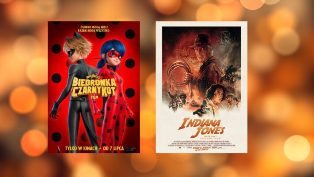 plakaty filmowe takich filmów, jak „Miraculous – Biedronka i Kot”, „Indiana Jones i Artefakt”