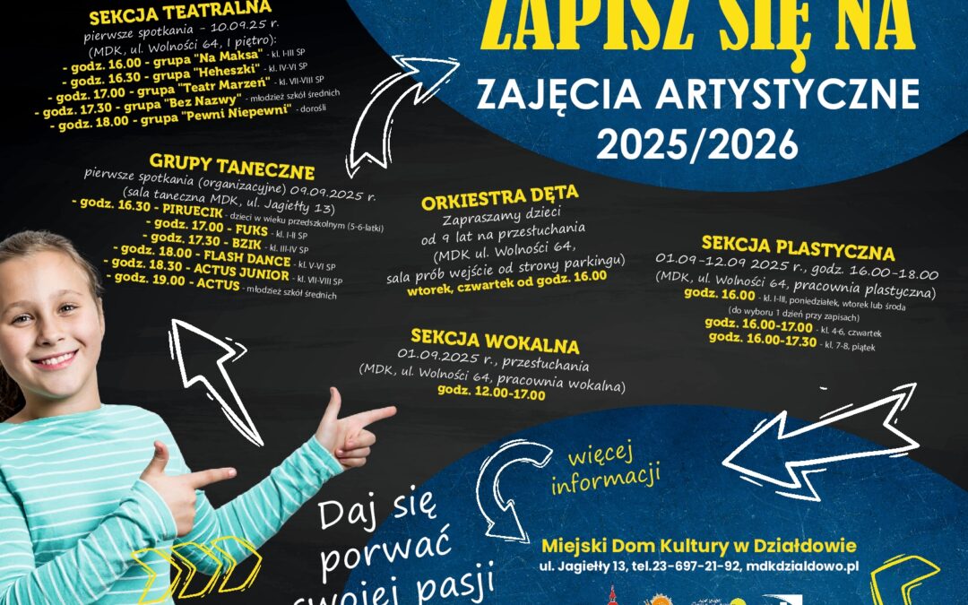 Daj się porwać swojej pasji. Zapisz się na zajęcia artystyczne 2025/2026 w Miejskim Domu Kultury