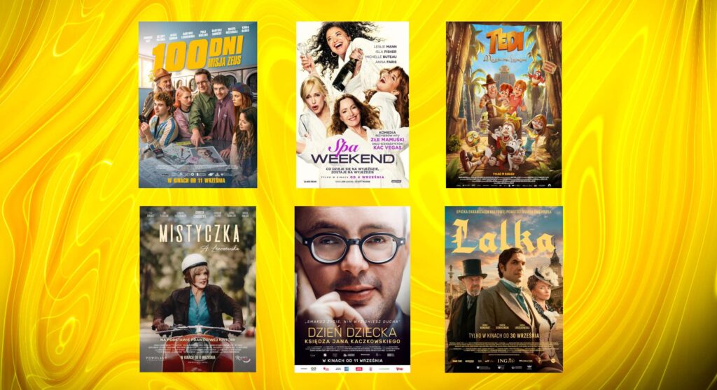 plakaty filmów jak: „100 dni: Misja Zeus”, „Spa Weekend”, „Tedi i magiczna lampa”, „Mistyczka”, „Dzień dziecka księdza Jana Kaczkowskiego”, „Lalka”